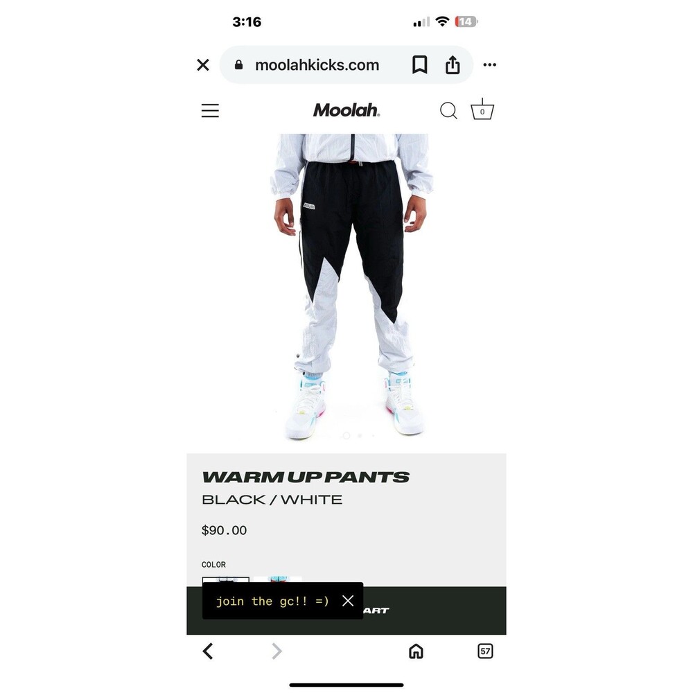 MOOLAH KICKS (M) Women's Nylon Basketball Pants Black White